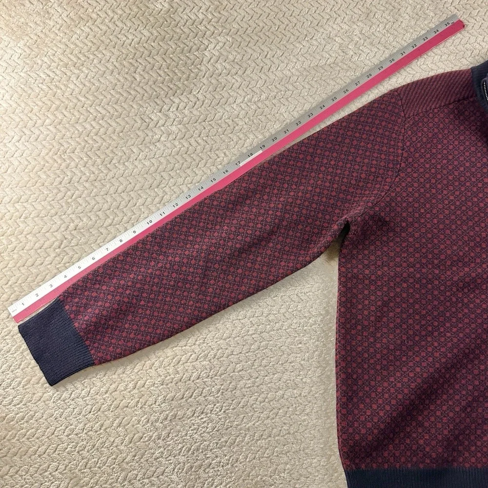 Brooks Brothers Men's‎ XL Nordic Wool Sweater half zip Burgundy navy Cabin Cozy